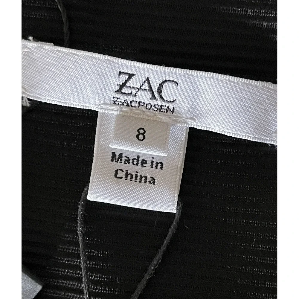 ZAC  Zac Posen Nina V Neck Pencil Knee Length Black‎ Dress Size 8 New